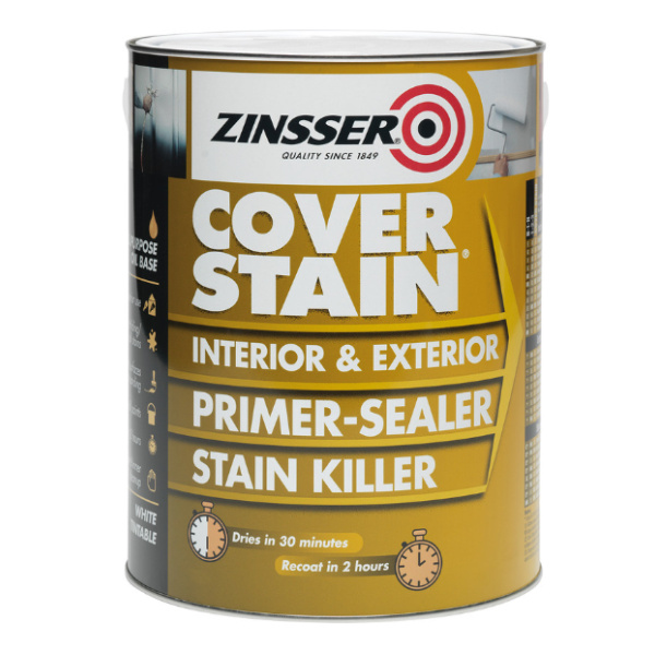 Zinsser Cover Stain Primer Paint White 1L