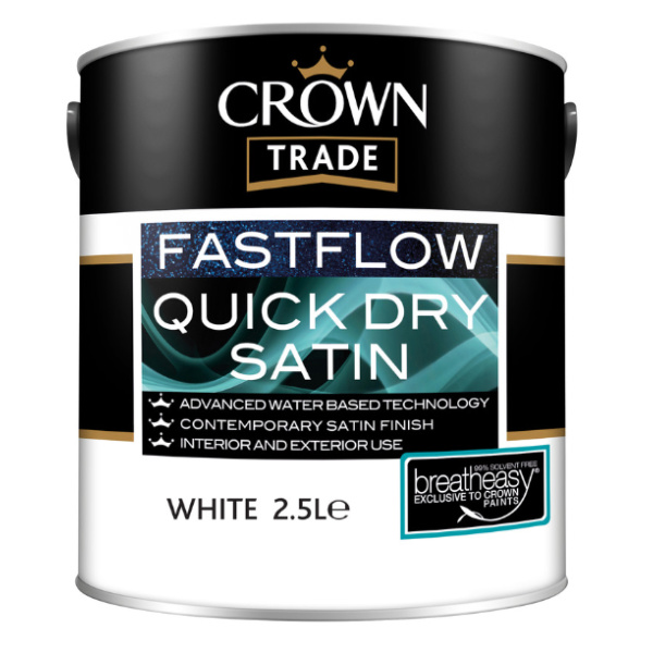 Crown Trade Fastflow Quick Dry Satin Paint 2.5L White